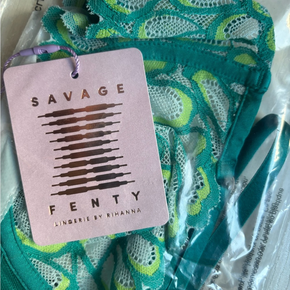 Bra Savage not sorry lace unlined balconette teal/kelly green 34C NEW